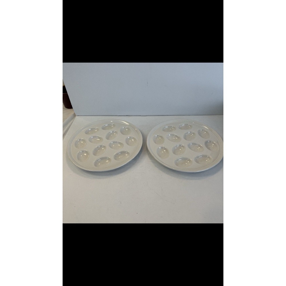 2 FIESTA 11.1" EGG TRAY PLATE PLATTER white NEW